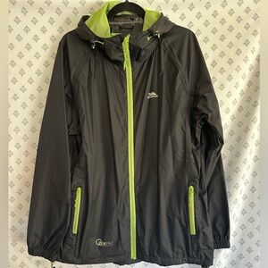 Trespass Quikpac Black and Neon Green Lightweight Technical Rain Jacket